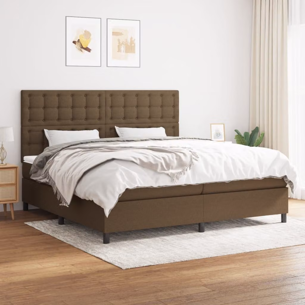 Maison Exclusive - Giroletto a Molle con Materasso Marrone Scuro 200x200cm Tessuto