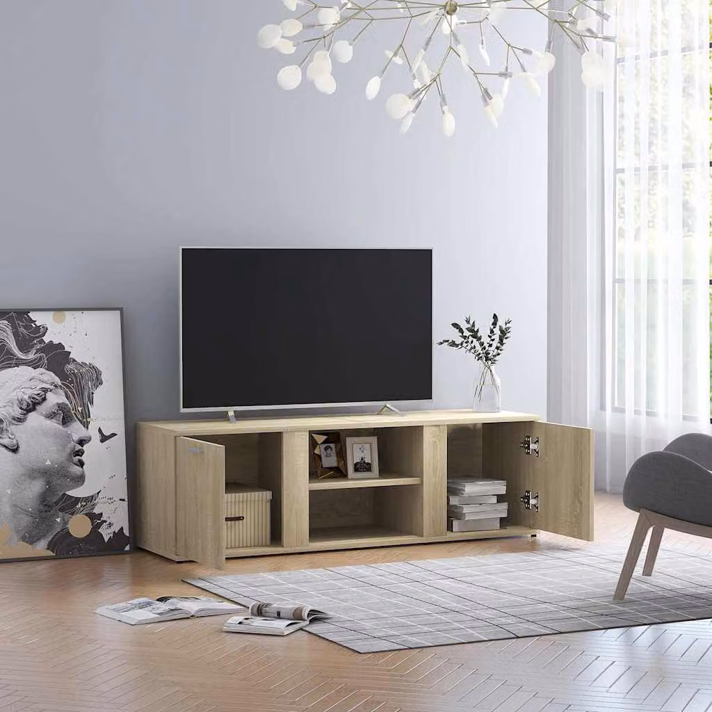 Mobile Porta TV vidaXL Rovere Sonoma in Legno Multistrato, L: 120 cm, P: 34 cm, H: 37 cm