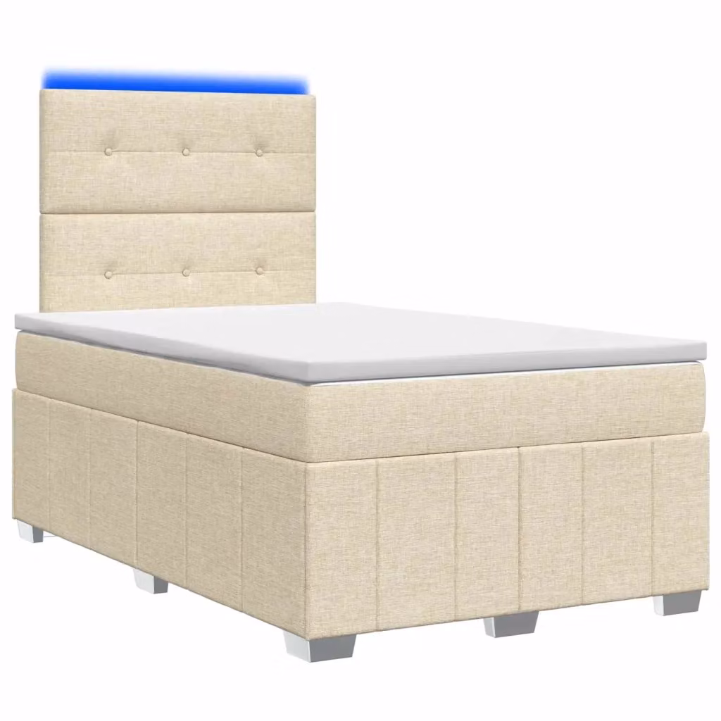 Letto Box Spring vidaXL con Materasso a Molle Pocket e Illuminazione LED, Colore Beige, L/P: 120 x 200 cm – 2