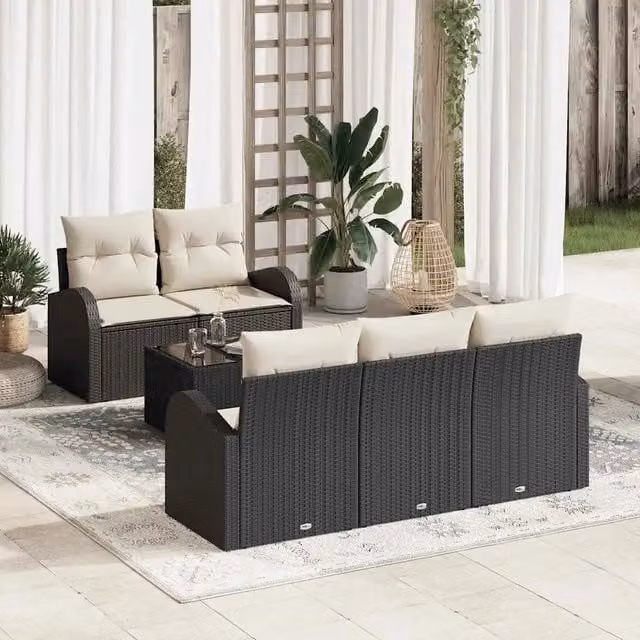 Set Divano da Giardino 6 pz Nero polyrattan 3345917