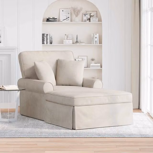 Chaise Longe Moderna vidaXL con Gonna e Cuscini Beige L/P/H: 157 x 91 x 91 cm