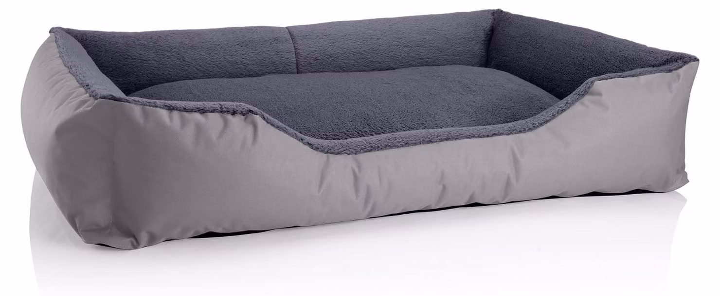Letto per cani BedDog TEDDY, divano per cani, cuccia lavabile con bordo, cuscino per cani, modello ROCK-FLOW (grigio/grigio), taglia XXL, dimensioni approssimative: 120x85x23 cm