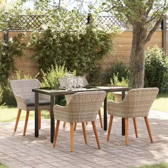 Set da Pranzo per Giardino 5 pz Grigio chiaro polyrattan 3261714