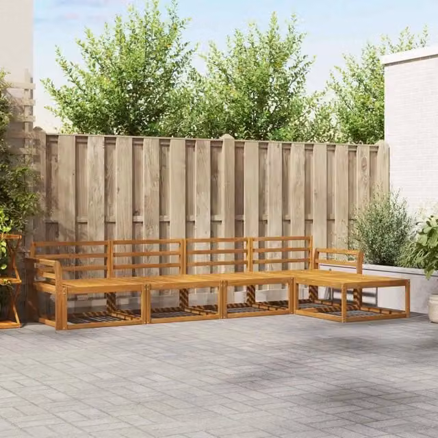 Set di divani da esterno 5 pz Naturale Legno di Acacia Massello 3367437