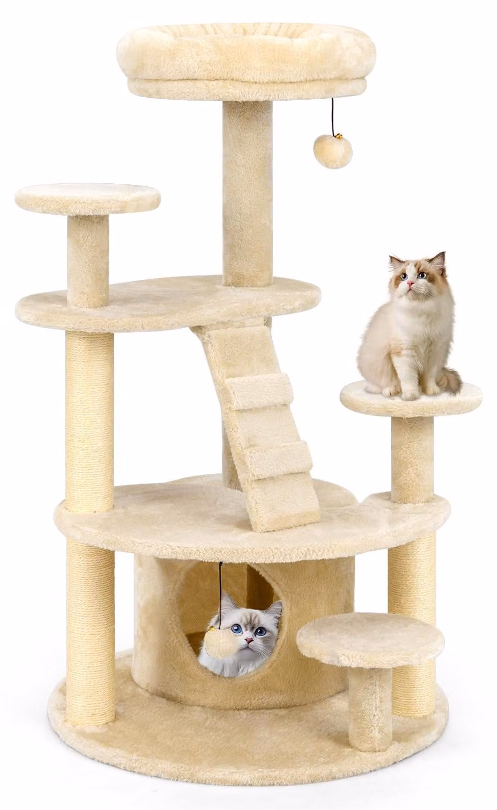 FANTASK: Albero per gatti piccolo, con rifugio, palla, scala e piattaforma