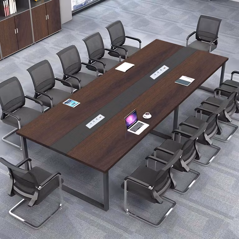 Tavolo da conferenza con sistema di gestione dei cavi, dimensioni 360x80x74 cm, design moderno, ideale per l'ufficio