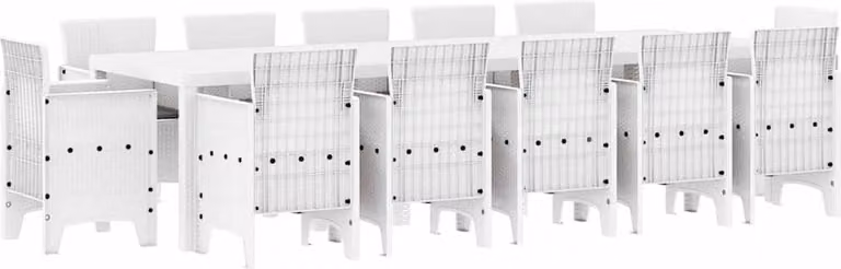 Set da Pranzo per Giardino con cuscino 13 pcs Bianco