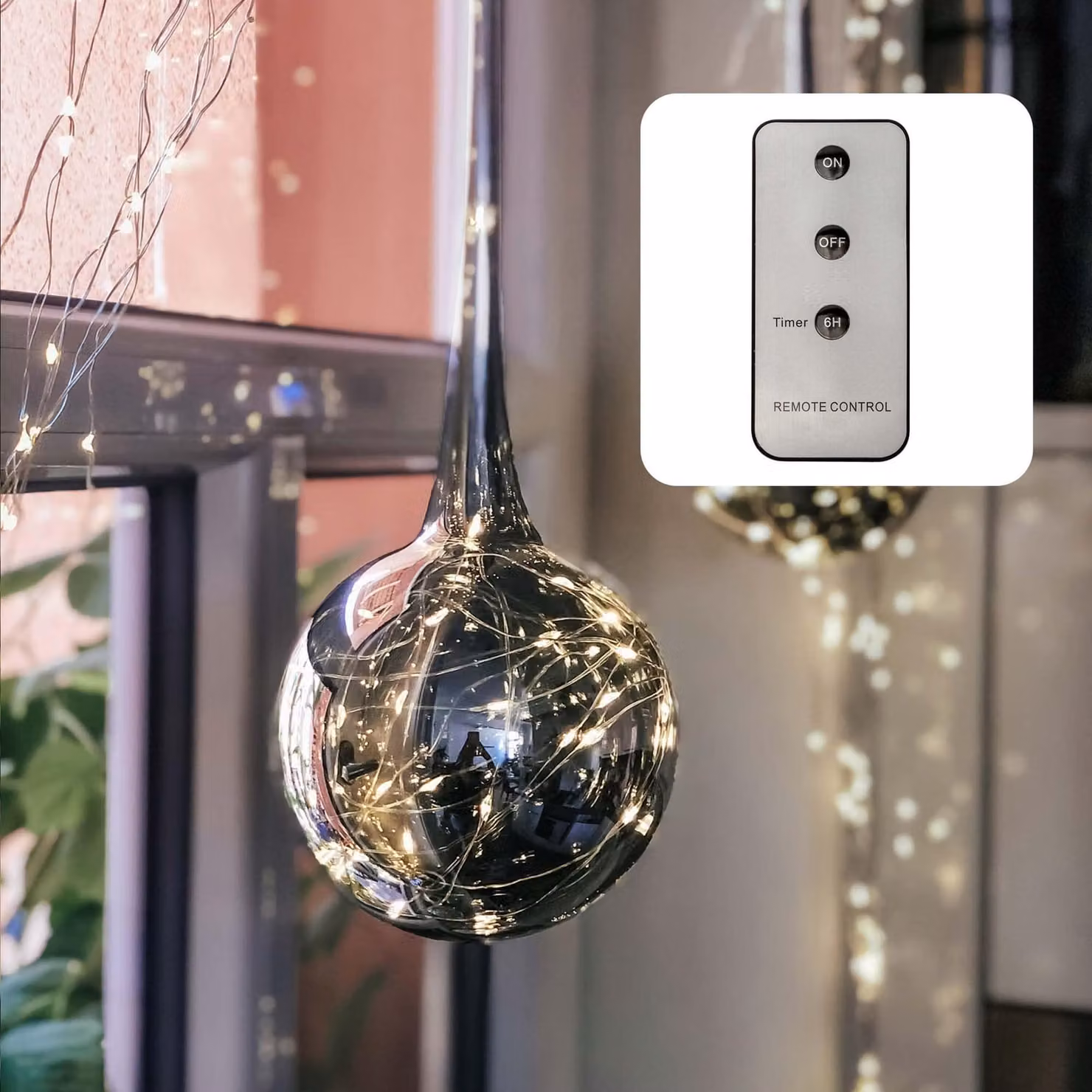 Lampada a sospensione a LED, con 30 LED bianco caldo, timer, telecomando, dimensioni 40x13 cm
