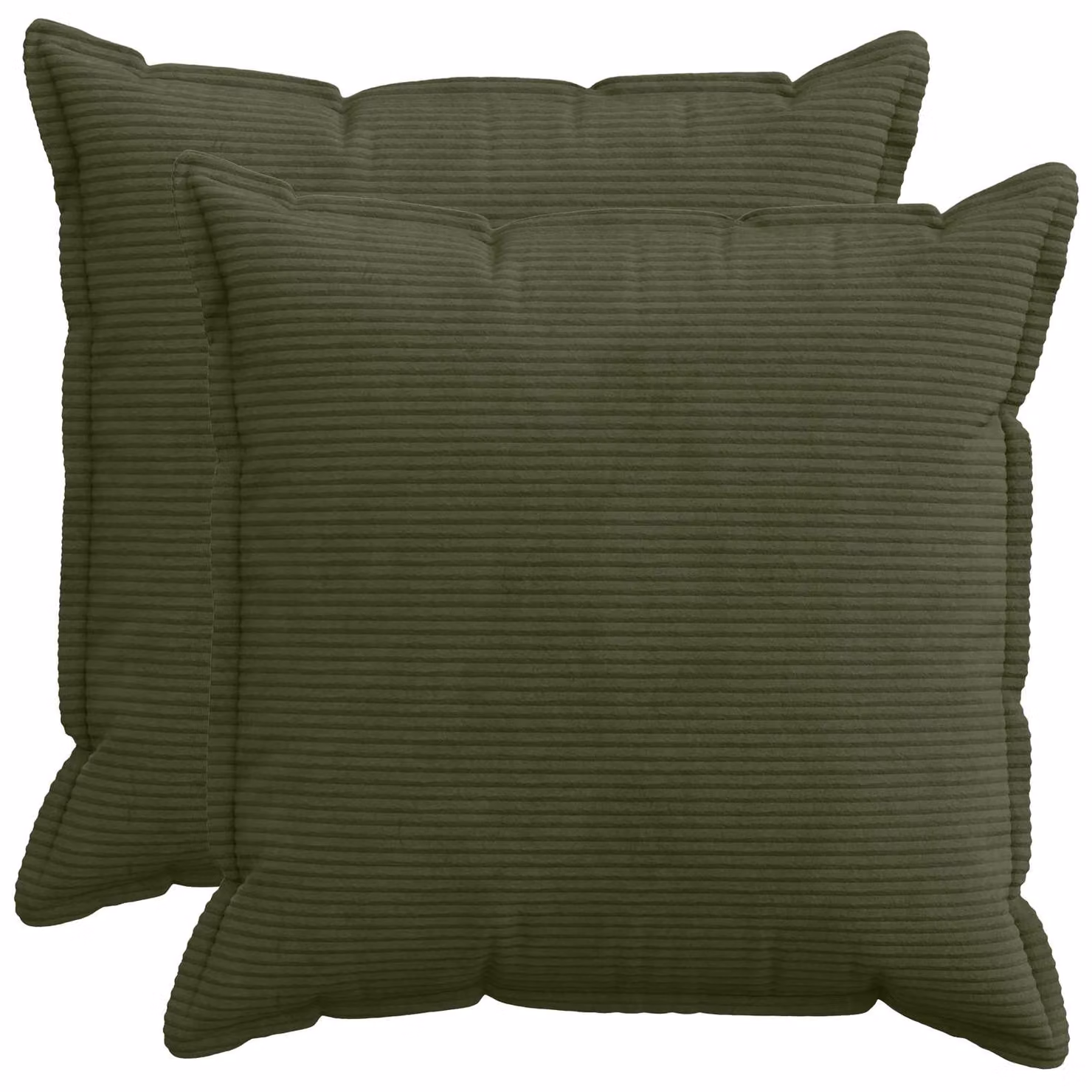 Set di 2 federe vidaXL HOUTEN in velluto a coste verdi, L 80 x P 80 cm