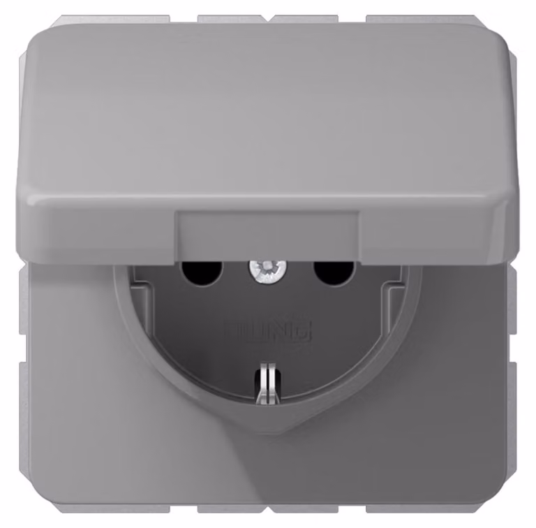 Presa Jung SCHUKO 16A 250V con coperchio a cerniera CD 1520 BFKL GR