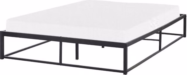 Letto Beliani in metallo nero stile industriale con doghe in legno incorporate L 140 x P 200 x H 146 cm