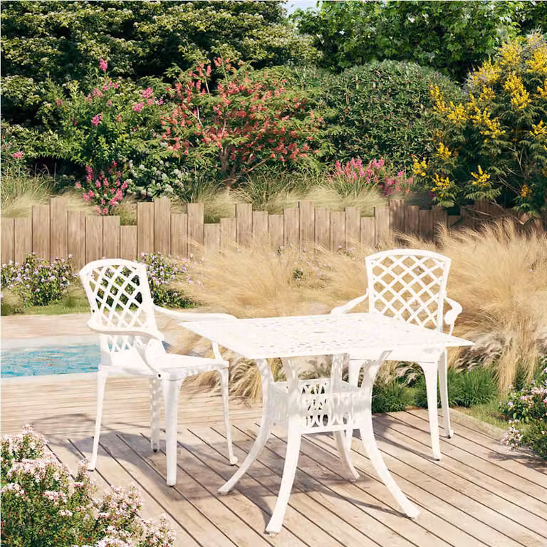 Set da Bistrot vidaXL in Alluminio Pressofuso Bianco 3 Pezzi