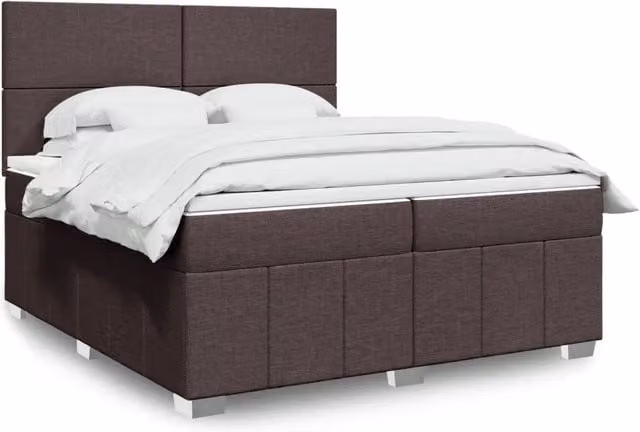 Letto Ibrido con Materasso vidaXL in Tessuto Marrone e Bianco L/P: 200 x 200 cm – 1