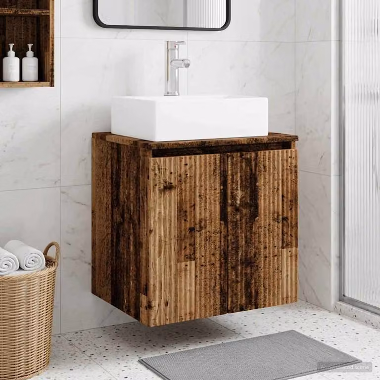 Lavabo da parete moderno vidaXL in legno antico marrone L: 49,5 cm, P: 41 cm, H: 62,5 cm
