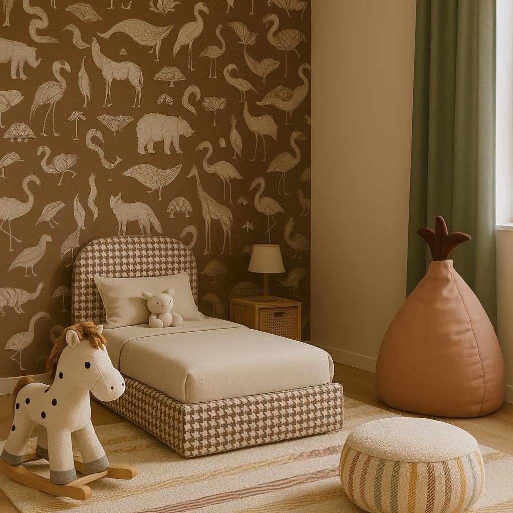 Letto imbottito moderno Sofello MOON, disponibile nelle dimensioni 90–120 × 200 cm, colore marrone, modello 90 × 200 cm con rete metallica – letto di alta qualità con spazio contenitore – collezione per bambini