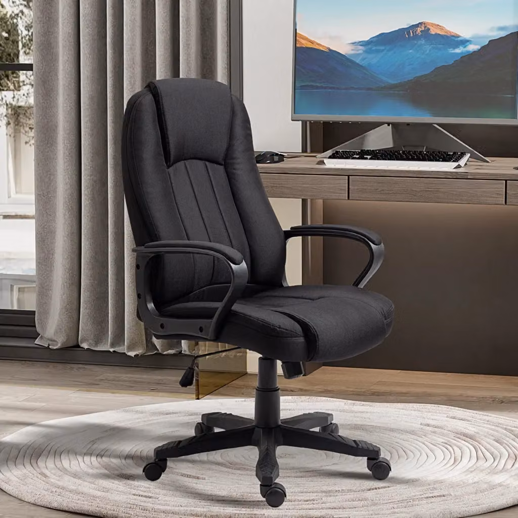 EasyComfort Poltrona da Ufficio Massaggiante con Poggiatesta e Braccioli, Nera, L: 60 cm, P: 74 cm, H: 106-116 cm – 2
