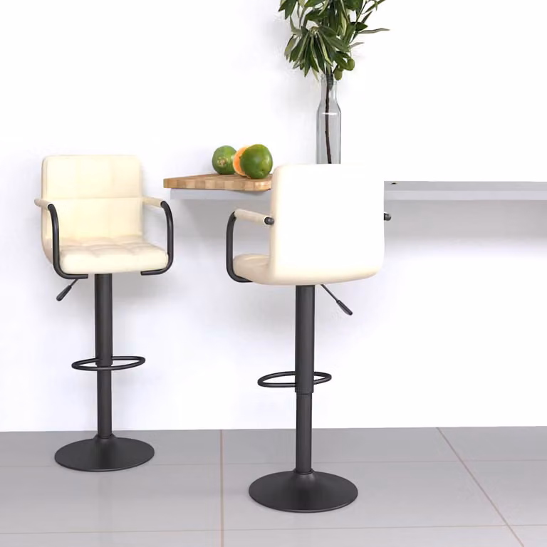 Set di 2 sgabelli da bar vidaXL beige in tessuto con seduta girevole a 360 gradi e struttura in metallo e plastica