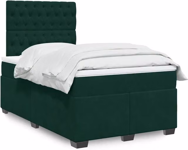 Letto Ibrido vidaXL in Velluto Verde con Materasso a Molle Insacchettate L/P: 120 x 200 cm