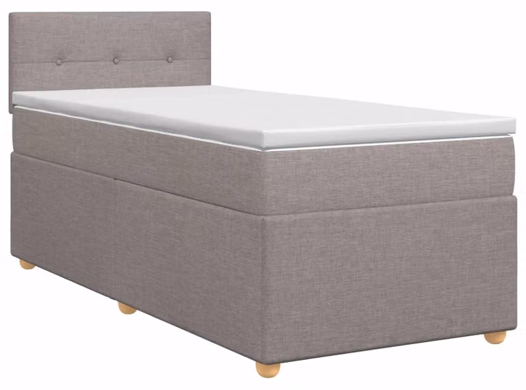 Letto a molle con materasso Taupe 100 x 200 cm in tessuto