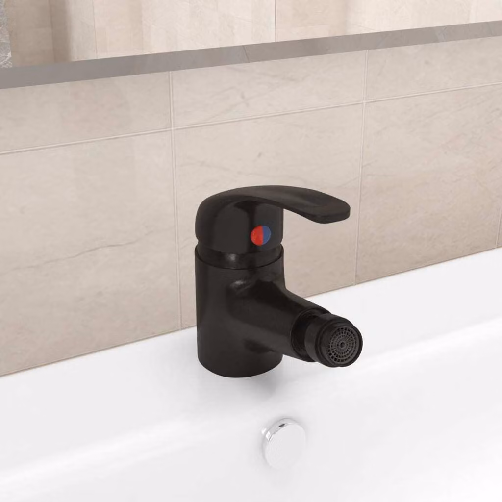 The Living Store Rubinetto per bidet da bagno nero 13x12 cm