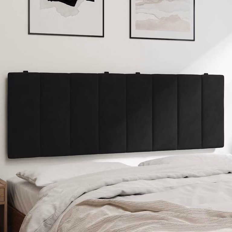 Cuscino Testiera Hanko vidaXL in Velluto Nero, Larghezza: 120 cm
