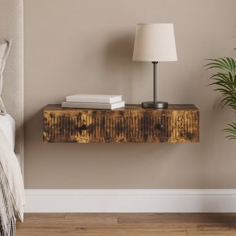 vidaXL Tavolino da Parete Laterale in Rovere Fumo, Design Moderno, L/P/H: 87,5 x 34,5 x 17 cm