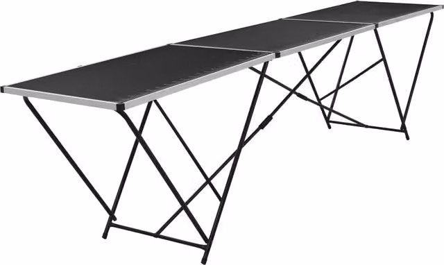 Tavolo pieghevole Design In per carta da parati in MDF e alluminio, colore nero, L 300 cm x P 60 cm x H 78 cm