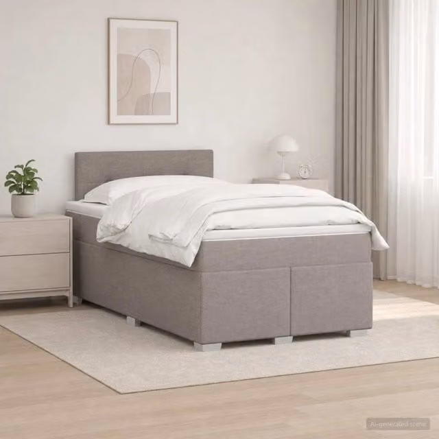 Letto box spring con materasso ibrido vidaXL color tortora L/P: 120 x 200 cm – 1