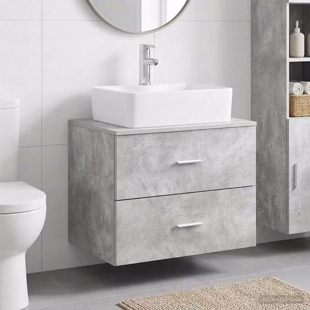 Mobile lavabo moderno vidaXL in legno MDF grigio opaco sospeso L: 62,5 cm, P: 44,5 cm, H: 50 cm