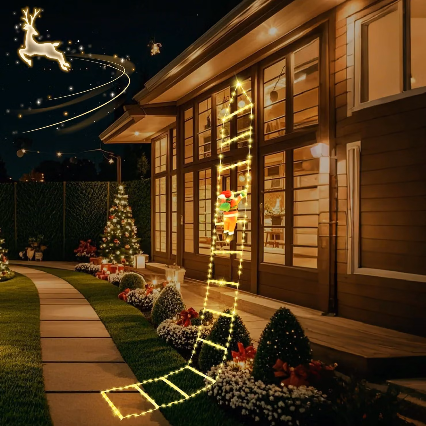 Catena luminosa a LED, 3 metri, 338 LED bianco caldo, 8 modalità, timer, grado di protezione IP44, decorazione natalizia