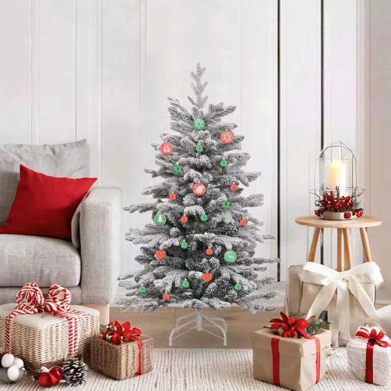 vidaXL Set di 40 palline di Natale moderne in plastica, colori rosso, verde e oro, diametro: 6 cm