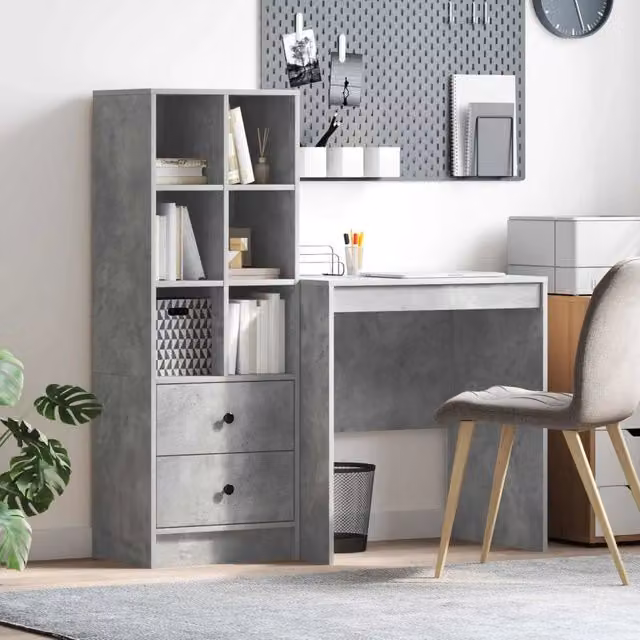 Scrivania Grigio cemento 115,5 x 50 x 127 cm 2 pz 3337348