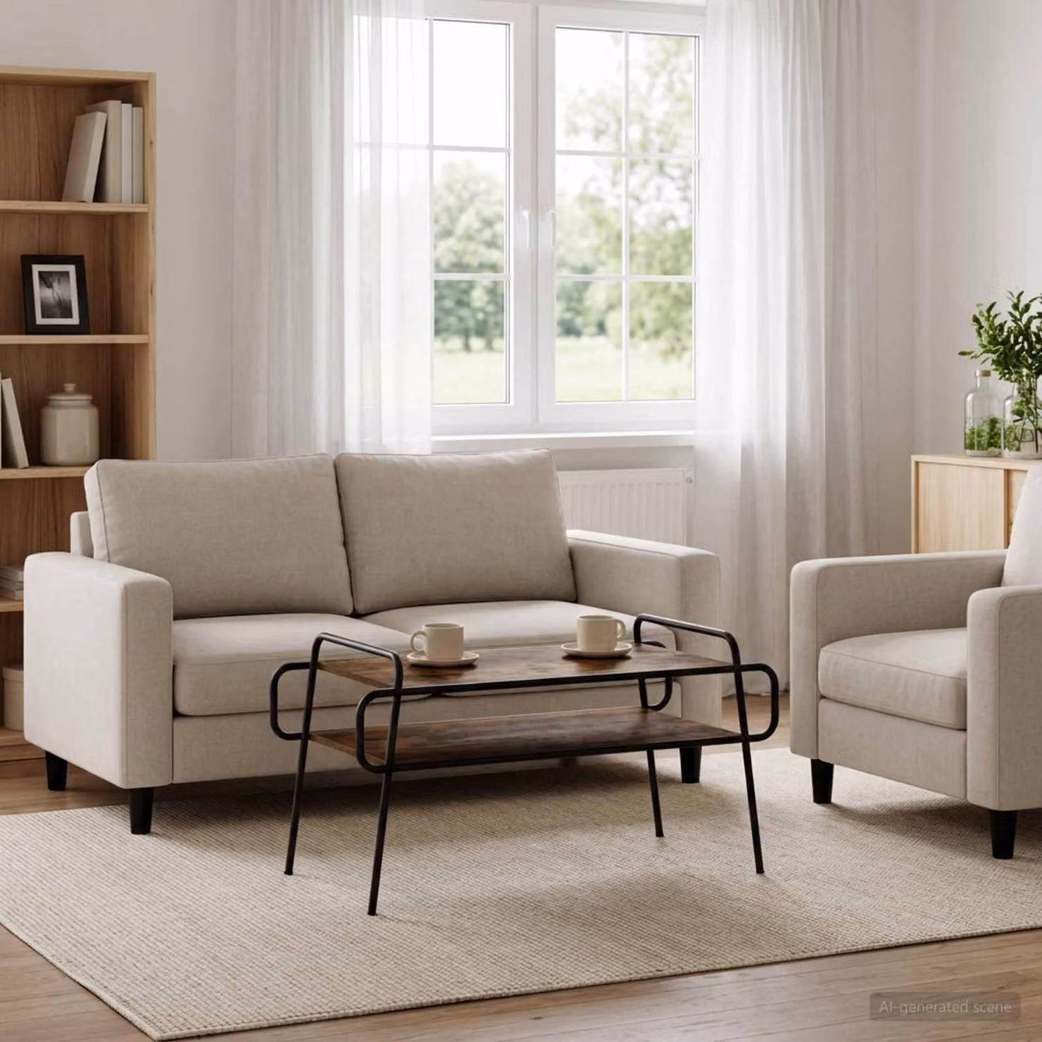 Tavolino da salotto moderno vidaXL in rovere e metallo marrone L: 100 cm, P: 50 cm, H: 51 cm