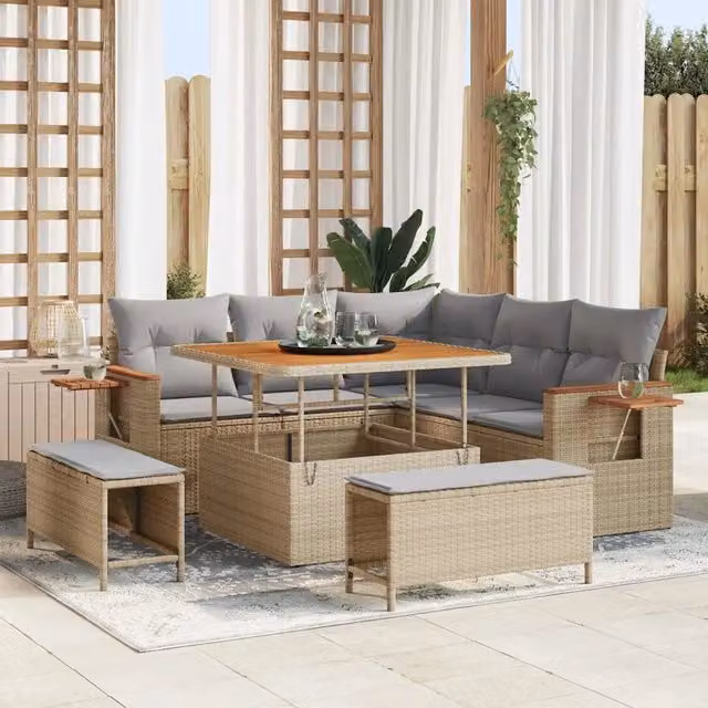 Set Divano da Giardino 9 pz 8-Numero di posti 3365117