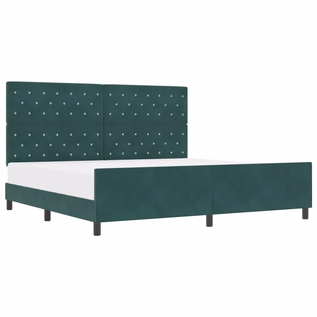 Letto a molle moderno vidaXL con testiera in velluto verde, L/P/H: 200 x 200 x 128 cm – 2