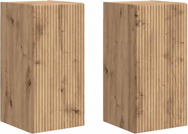 Mobile TV da parete moderno design minimalista spazio di archiviazione 30 x 31 x 60 cm in legno ingegnerizzato rovere artigianale 02_0054966