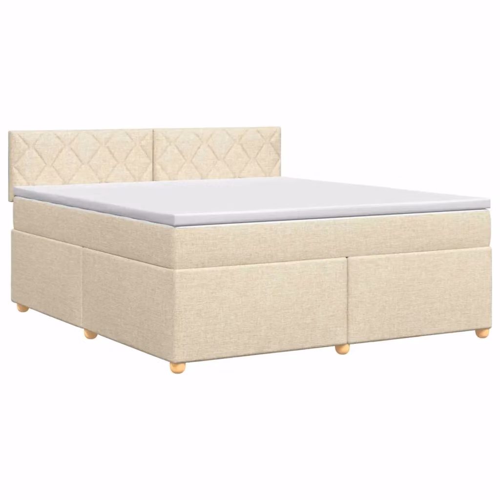 Letto box spring con materasso ibrido vidaXL in tessuto beige e bianco L/P: 160 x 200 cm – 2