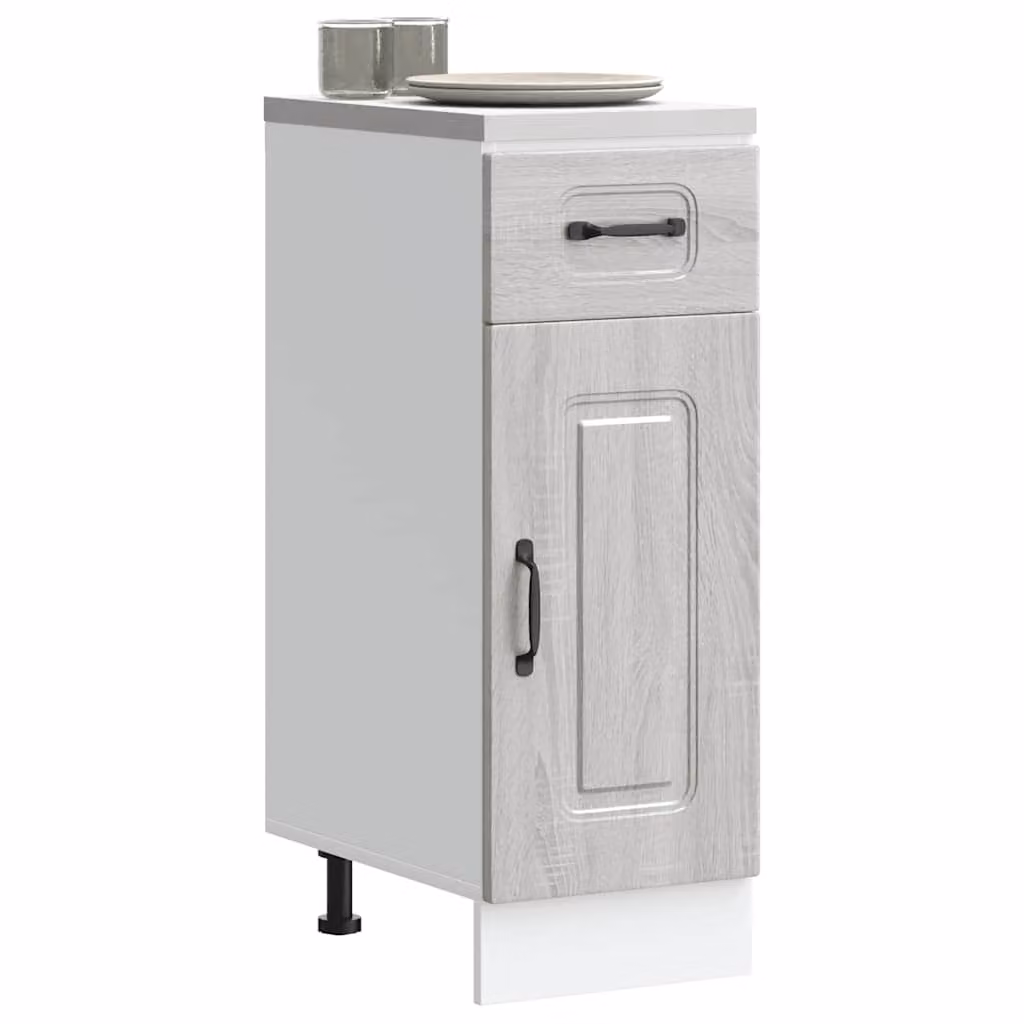 Base da cucina moderna vidaXL Kalmar in legno multistrato e MDF, Grigio Sonoma, L: 46 cm, P: 30 cm, H: 81,5 cm