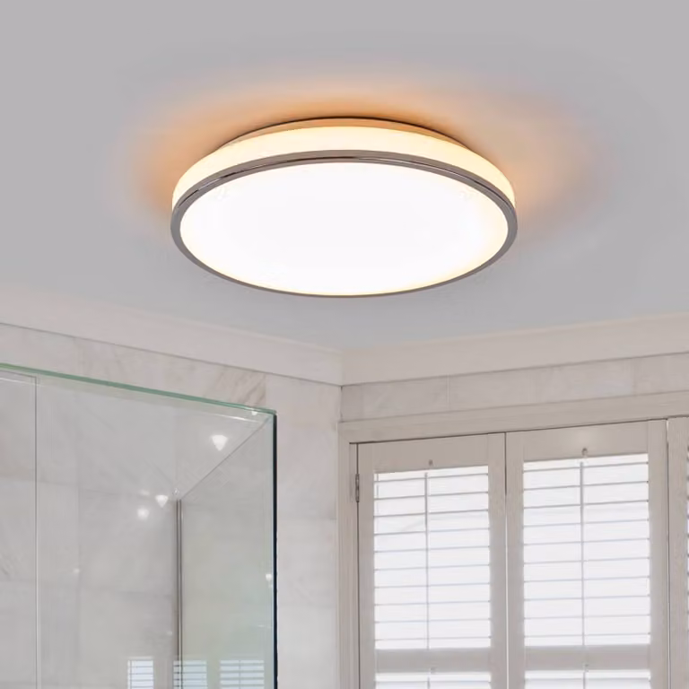 Plafoniera Lyss Lindby, Bianco / Opale, Bagno, Vetro, Moderno, Plafoniera