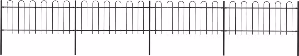 Recinzione da Giardino con Parte Superiore ad Anello in Acciaio 714,5x80 cm Nero