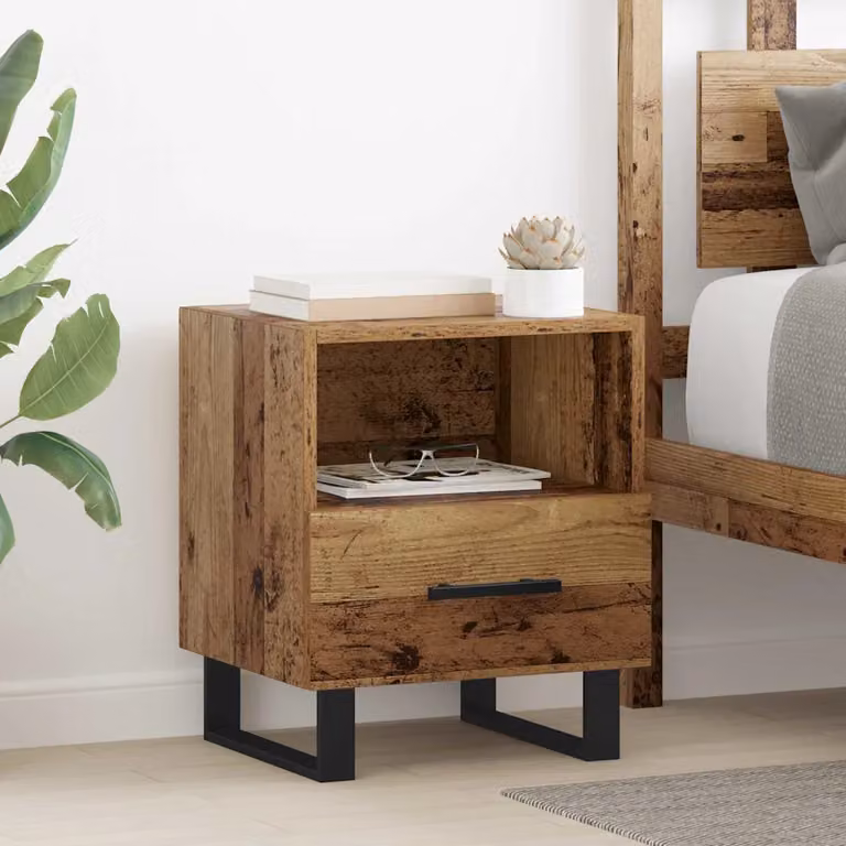 vidaXL Armadio da Notte in Legno Rustico Marrone L: 40 cm, P: 35 cm, H: 47,5 cm