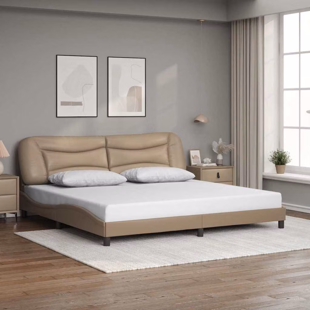 vidaXL Giroletto Hvar senza Materasso in Similpelle Cappuccino L/P/H: 200 x 200 x 74,5 cm