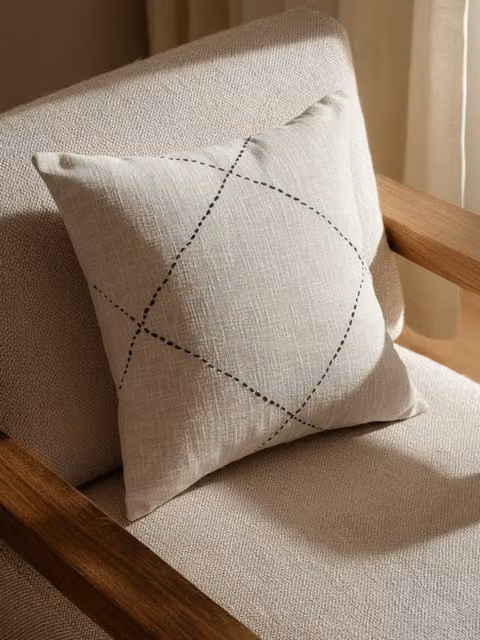 Cuscino Duake Kenay Home con motivo grafico in cotone, lavabile, L/P: 45 x 45 cm, disponibile in bianco, nero o beige