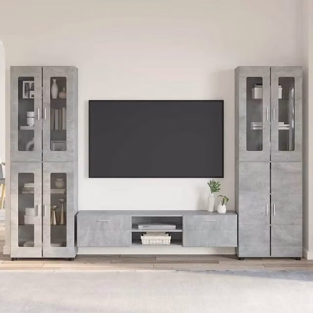 Set mobile TV FLORIN 3 pz Grigio cemento Legno ingegnerizzato 3398007