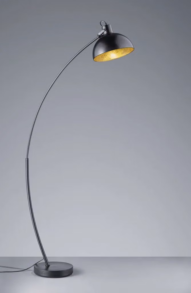 Lampada Piantana Moderna Arco Recife di Trio Leuchten in Metallo, Colore Nero e Oro, H 155 cm – 2