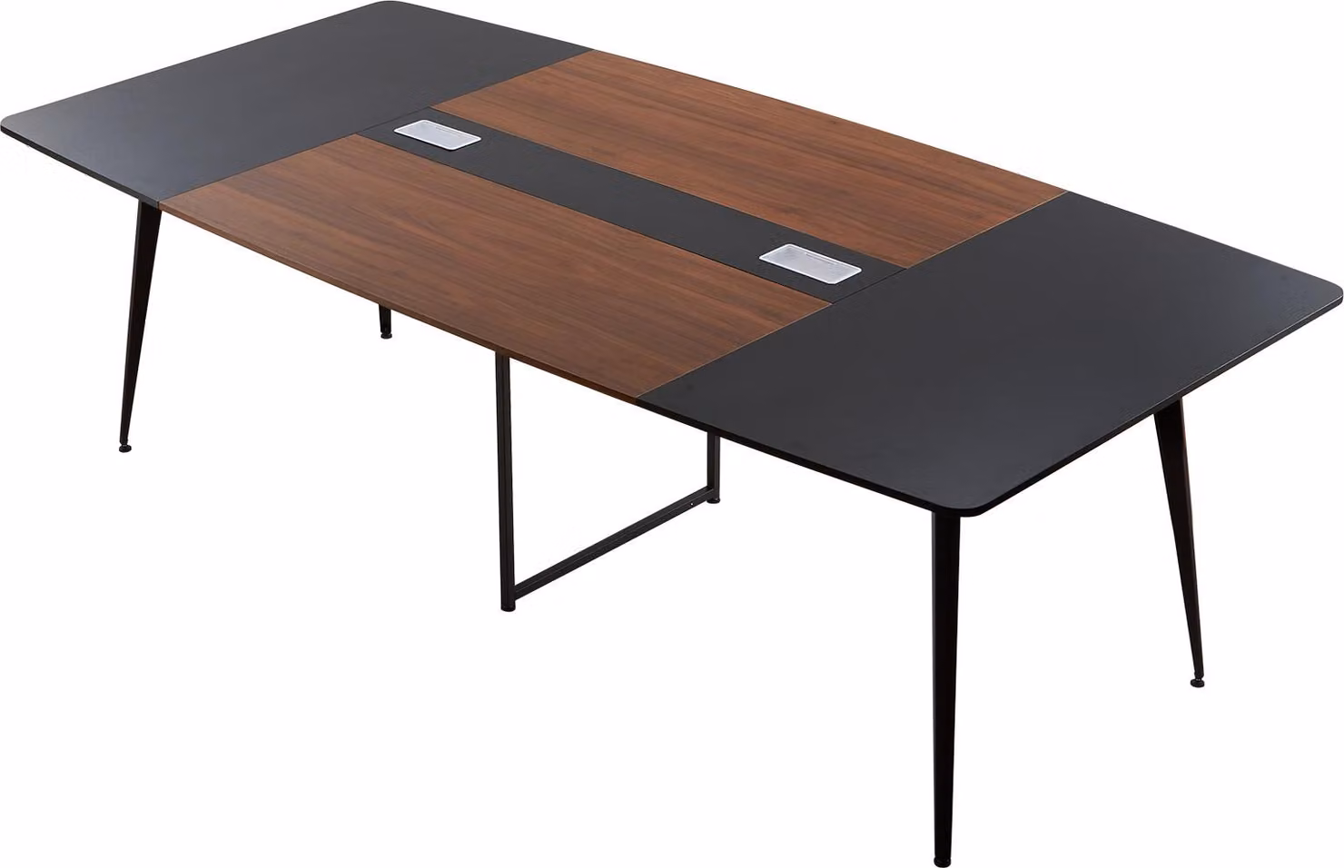SucceBuy tavolo da conferenza per 10 persone, a 6 sezioni, 240 x 120 cm, scrivania a forma di barca, versatile per l'uso come tavolo da seminario, tavolo da riunione o tavolo da pausa, con robuste gambe in metallo per uffici econferenze