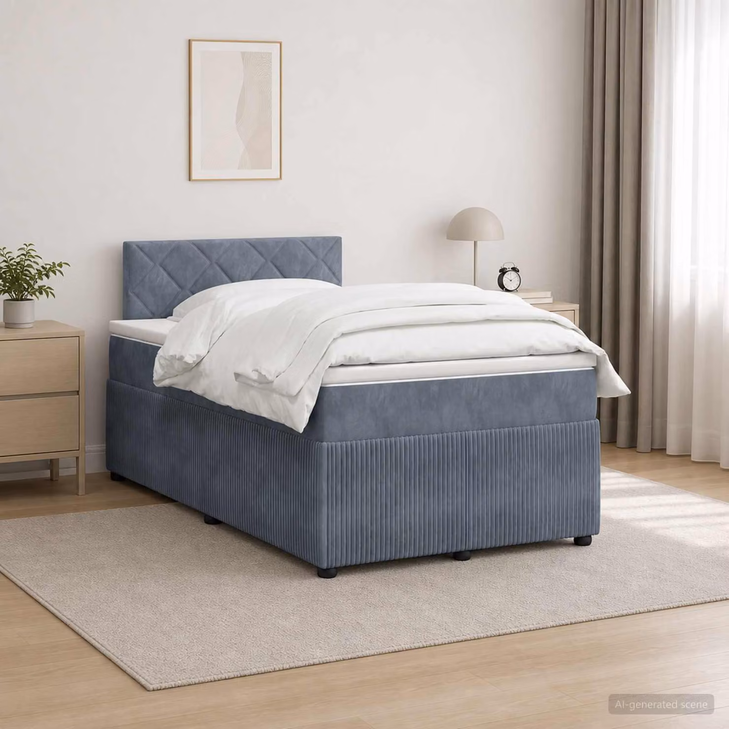 Letto box spring ibrido vidaXL con materasso a molle insacchettate e illuminazione sottostante, Grigio, L/P: 120 x 200 cm