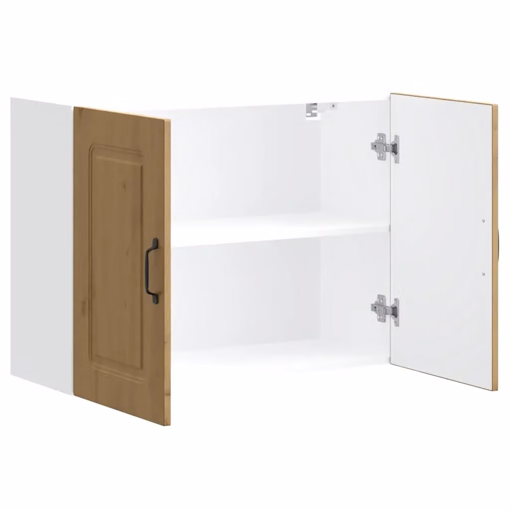 Pensile da cucina moderno HELLOSHOP26 in legno di rovere color marrone con ante a battente e ripiani interni L: 80 cm, P: 31 cm, H: 60 cm – 2