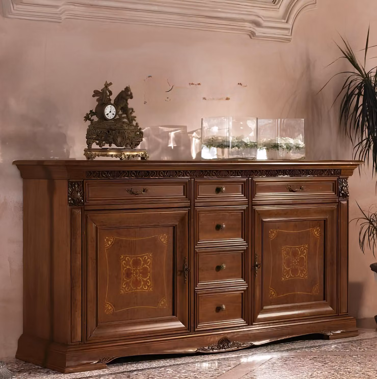 Barock Rokoko Buffet Kommode Luxus Kommoden Antik Stil Echtes Holz xxl big