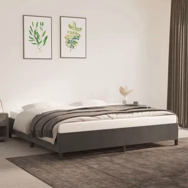 Struttura Letto Design Mania in Velluto Grigio Scuro L/P: 200 x 200 cm – 1